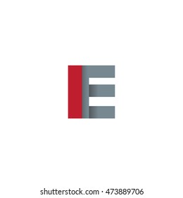 Initial letters IE overlapping fold logo red gray