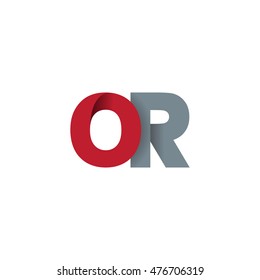 Initial letters OR overlapping fold logo red gray