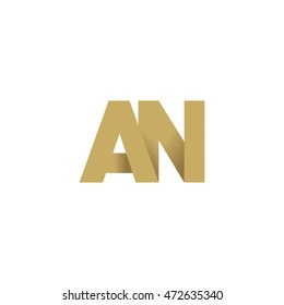Initial letters AN overlapping linked fold logo brown gold