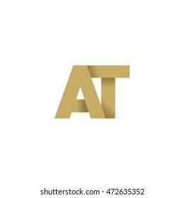 Initial letters AT overlapping linked fold logo brown gold