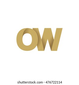 Initial letters OW overlapping fold logo brown gold