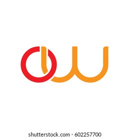 Initial letters ow, round overlapping chain shape lowercase logo modern design red orange