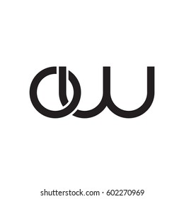 Initial letters ow, round overlapping chain shape lowercase logo modern design monogram black