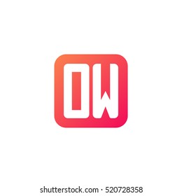 Initial letters OW rounded square shape red orange simple logo