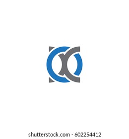 Initial letters ox, round overlapping chain shape lowercase logo modern design blue gray