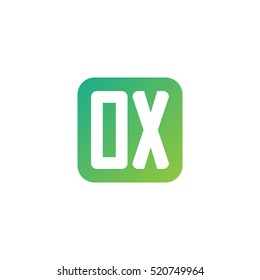 Initial letters OX rounded square shape green simple logo