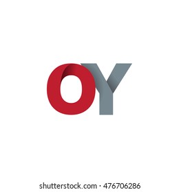 Initial letters OY overlapping fold logo red gray