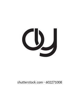 Initial letters oy, round overlapping chain shape lowercase logo modern design monogram black