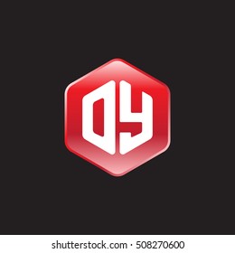 Initial letters OY rounded hexagon shape red modern logo