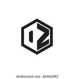 Initial letters OZ negative space hexagon shape monogram logo