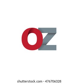 Initial letters OZ overlapping fold logo red gray
