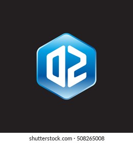 Initial letters OZ rounded hexagon shape blue modern logo