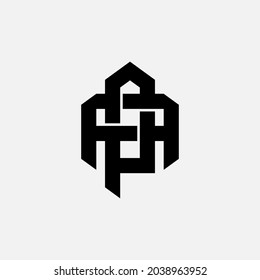 Überschneidungen der Anfangsbuchstaben P, A, PA oder AP, Logokombination für ein Monogramm, schwarze Farbe auf weißem Hintergrund