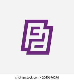 Initial letters P, A, PA or AP overlapping, interlocked monogram logo, white and purple color on white background