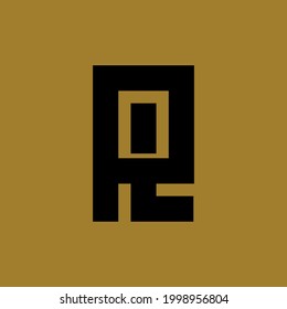 Letras iniciales P, L, PL o LP superpuestas, logotipo de monograma interbloqueado, color negro sobre fondo dorado