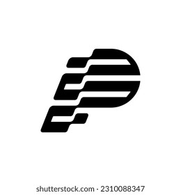 Initial letters P logo template design. Logo icon design template elements. Monogram. Linear logo. Simple vector sign illustration in a modern style.