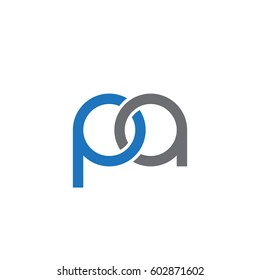 Initial letters pa, round overlapping chain shape lowercase logo modern design blue gray
