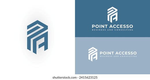 Initial letters PA rounded hexagon shape monogram blue simple modern logo presented with multiple background colors. The logo is suitable for a business and consulting company logo design inspiration