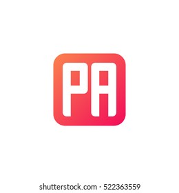 Initial letters PA rounded square shape red orange simple logo