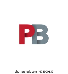 Initial letters PB overlapping fold logo red gray