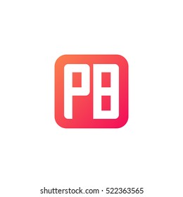 Initial letters PB rounded square shape red orange simple logo