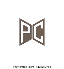 Initial Letters PC Logo Design Linked Logo, Hexagonal Shape
