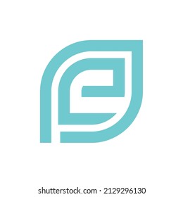 Initial letters pe, ep, e in p, square logo, black monogram