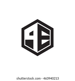 Initial letters PE negative space hexagon shape monogram logo