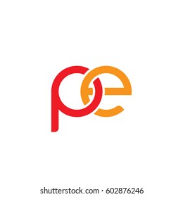 Initial letters pe, round overlapping chain shape lowercase logo modern design red orange