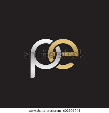 Initial letters pe, round overlapping chain shape lowercase logo modern design silver gold
