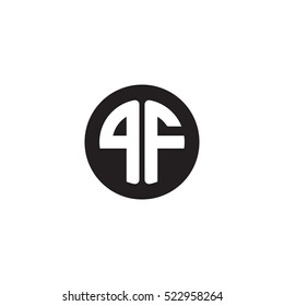 Initial letters PF circle shape monogram black simple logo