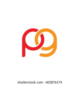 Initial letters pg, round overlapping chain shape lowercase logo modern design red orange