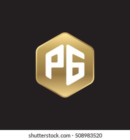 Initial letters PG rounded hexagon shape gold modern logo