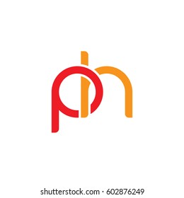 Initial letters ph, round overlapping chain shape lowercase logo modern design red orange