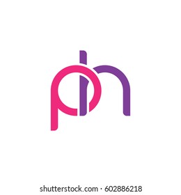 Initial letters ph, round overlapping chain shape lowercase logo modern design pink purple