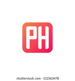 Initial letters PH rounded square shape red orange simple logo