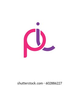 Initial letters pi, round overlapping chain shape lowercase logo modern design pink purple