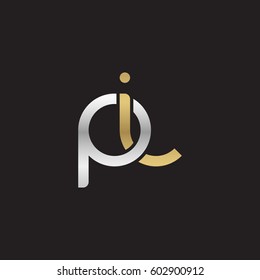 Initial letters pi, round overlapping chain shape lowercase logo modern design silver gold