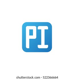 Initial letters PI rounded square shape blue simple logo