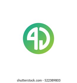 Initial letters PJ circle shape green simple logo