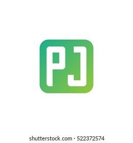 Initial letters PJ rounded square shape green simple logo
