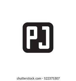 Initial letters PJ rounded square shape monogram black simple logo