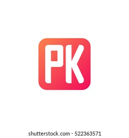 Initial letters PK rounded square shape red orange simple logo