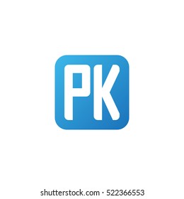Initial letters PK rounded square shape blue simple logo