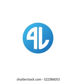 Initial letters PL circle shape blue simple logo