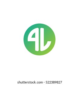 Initial letters PL circle shape green simple logo