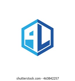 Initial letters PL negative space hexagon shape logo