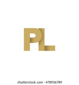 Initial letters PL overlapping fold logo brown gold