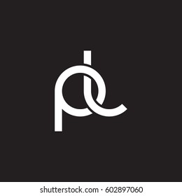 Initial letters pl, round overlapping chain shape lowercase logo modern design white black background