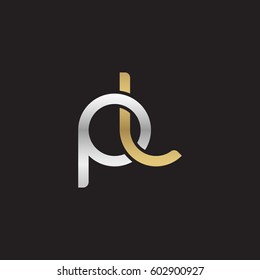 Initial letters pl, round overlapping chain shape lowercase logo modern design silver gold